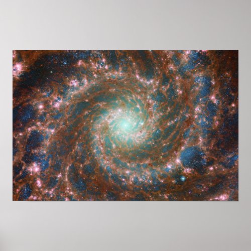 M74 Spiral Galaxy  NGC 628  Hubble  JWST Poster