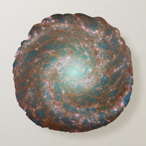 M74 Spiral Galaxy  NGC 628  Hubble  JWST Round Pillow
