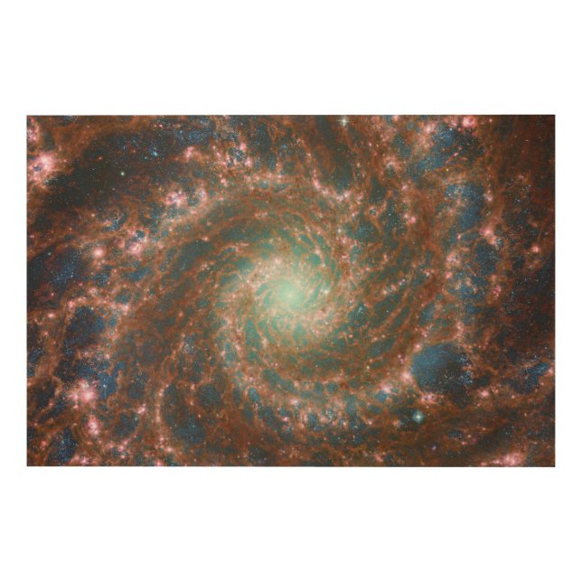 M74 Spiral Galaxy | NGC 628 | Hubble & JWST Wood Wall Art (Front)