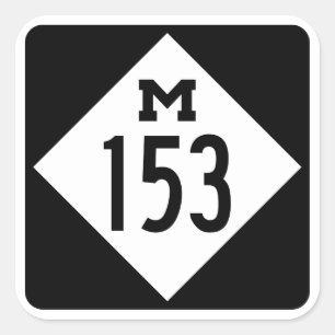 M-153 Ford Road Michigan Hwy Sign Square Sticker