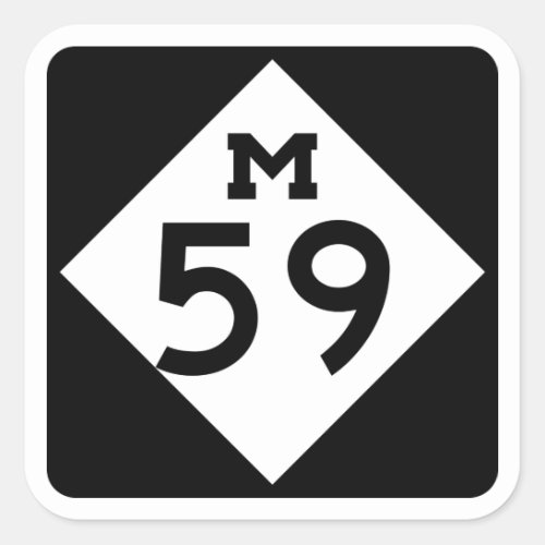 M_59 HighlandHall Rd Mich Hwy Sign Square Sticker