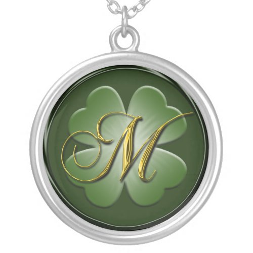 M Black Green Gold Monogram Initial Pendant M