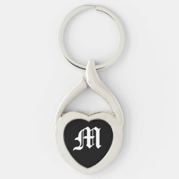 "m" Black Heart Keychain by buyall at Zazzle