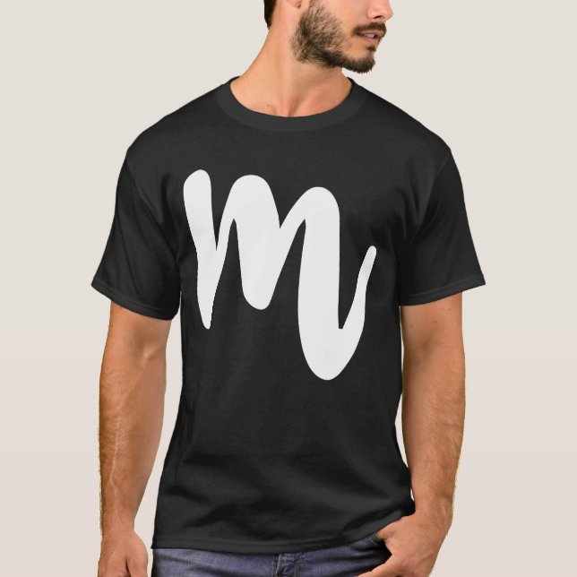 M Capital Letter Cool Initials ABC T-Shirt (Front)