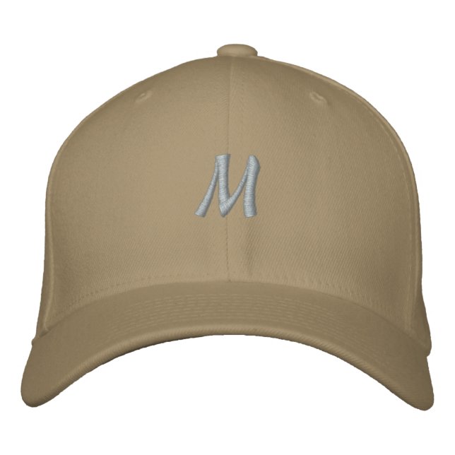 M Character Monogram Initial Flexfit Wool Men's Embroidered Baseball Cap (Front)