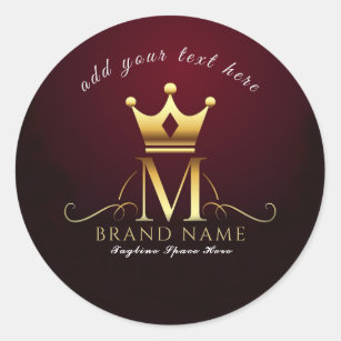 M - Crowned Classic Round Sticker