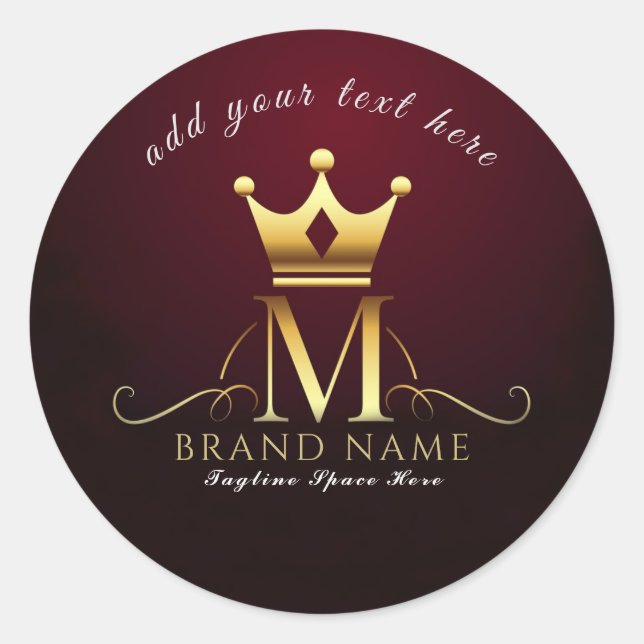 M - Crowned Classic Round Sticker (Front)