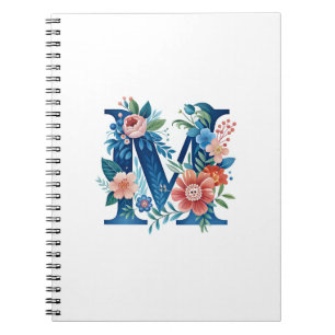 'M' decorative floral monogram Notebook