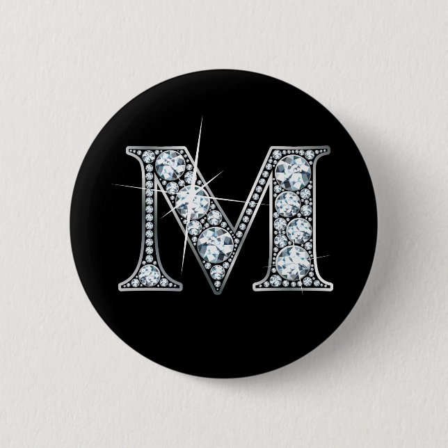 "M" Diamond Bling Button (Front)