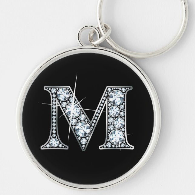 "M" Diamond Bling Keychain (Front)