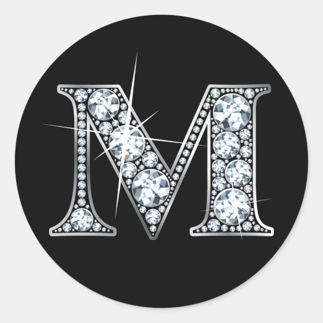 "M" Diamond Bling Sticker (Front)
