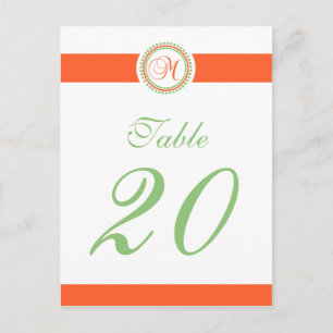 M Dot Circle Monogram Table Number (Orange / Mint)