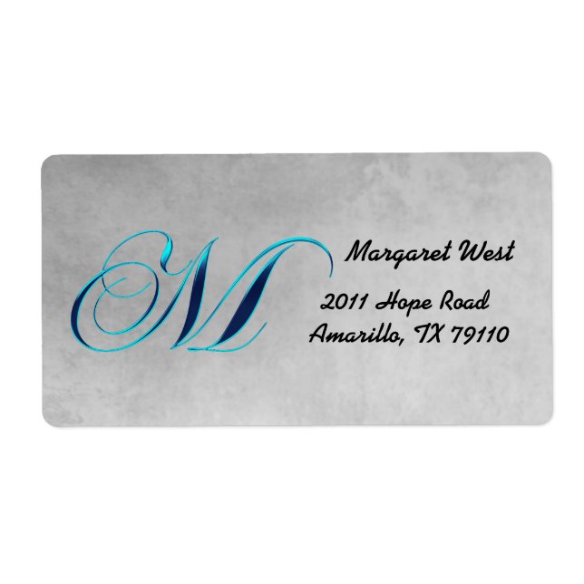 M Elegant Monogram Address Label (Front)