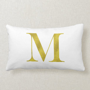 M Engravers Monogram Gold Faux Glitter Template Lumbar Pillow