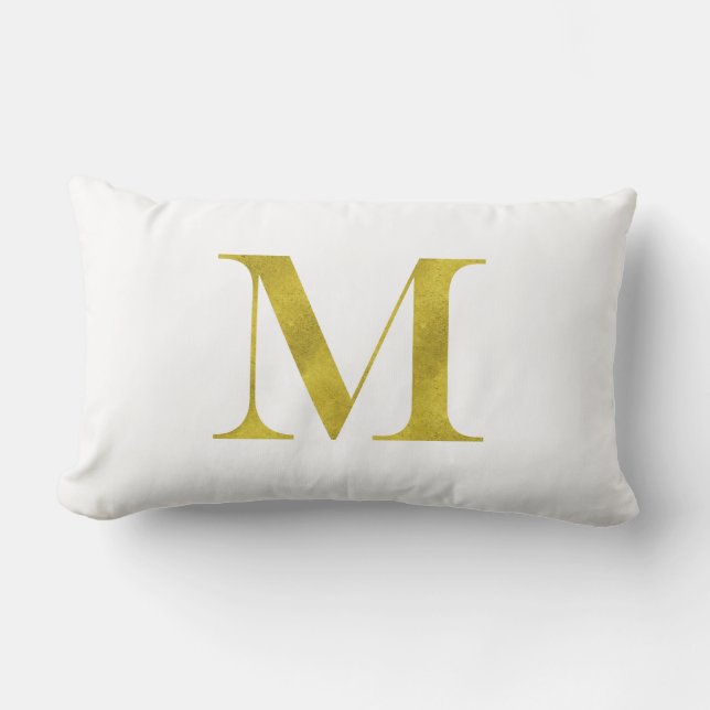 M Engravers Monogram Gold Faux Glitter Template Lumbar Pillow (Front)