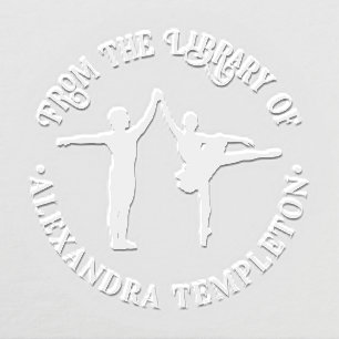 M & F Ballet Dancers on Pointe Library Book Name Embosser