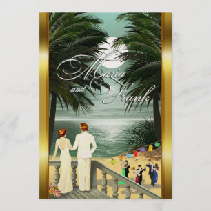 M&F Wedding Champagne Shimmer Invitation