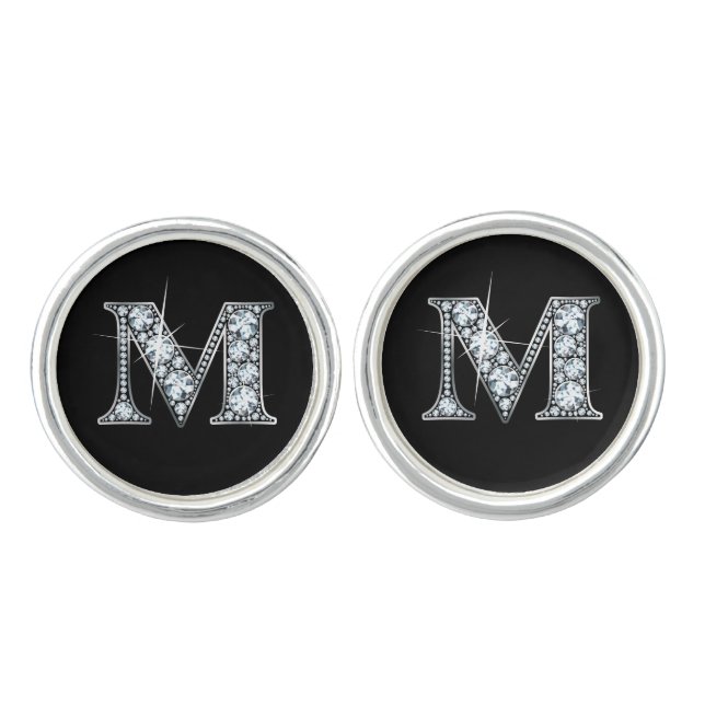 M Faux-"Diamond Bling" Cufflinks (Front)