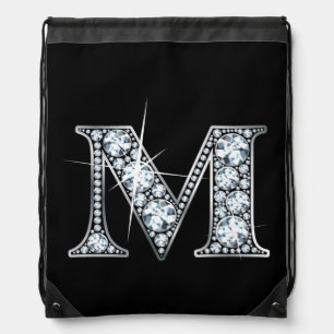 M Faux-"Diamond Bling" Drawstring Bag