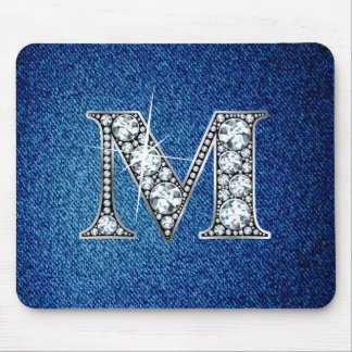 M Faux-"Diamond Bling" on Denim Mousepad