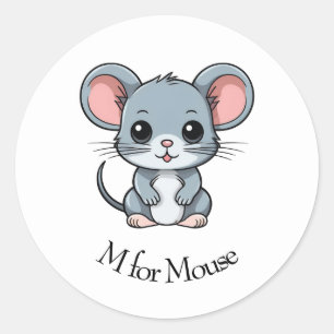 M for Mouse Classic Round Sticker