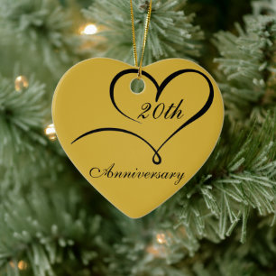 M Gold Ceramic Heart Gift Romantic Anniversary Cha Ornament