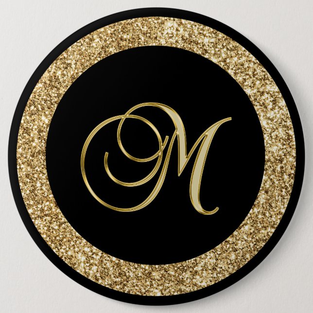 M gold monogram on black button (Front)