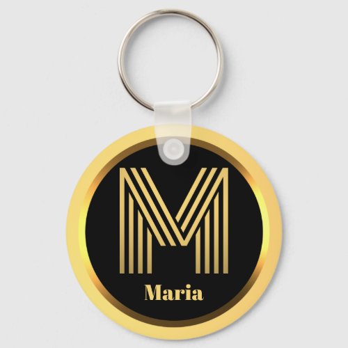 M Gold Monogrammed Letter Personalised Keychain