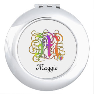 M Gothic Sunshine Mirror Compact with Name