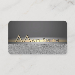 M, Gray Silver Gold Copper Men Logo Business Cards