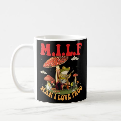 M I L F Cottagecore Mushroom Frog Playing Banjo  Coffee Mug