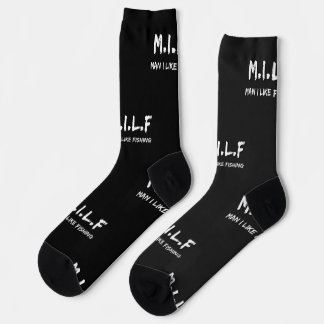 M.I.L.F. Man I like fishing, Novelty Gift Idea Socks