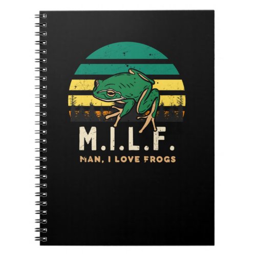 M I L F Man I Love Frogs Funny Retro Notebook