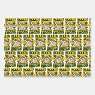 M.I.L.F Man I Love Frogs Wrapping Paper, Frog Paper Sheets