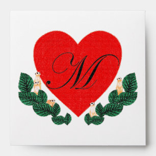 M in a heart envelope