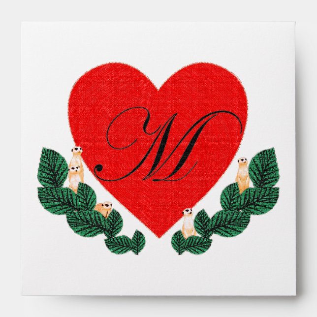 M in a heart envelope (Front)