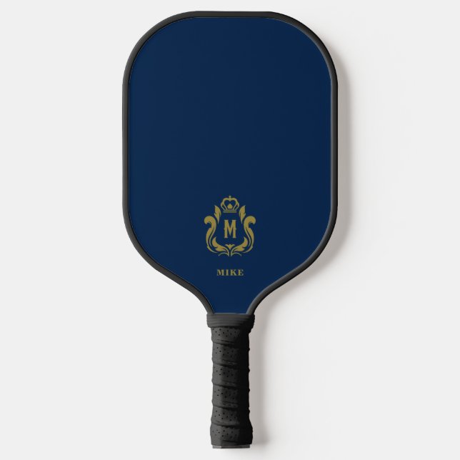 M Initial Dark Blue Pickleball Paddle Monogrammed (Front)