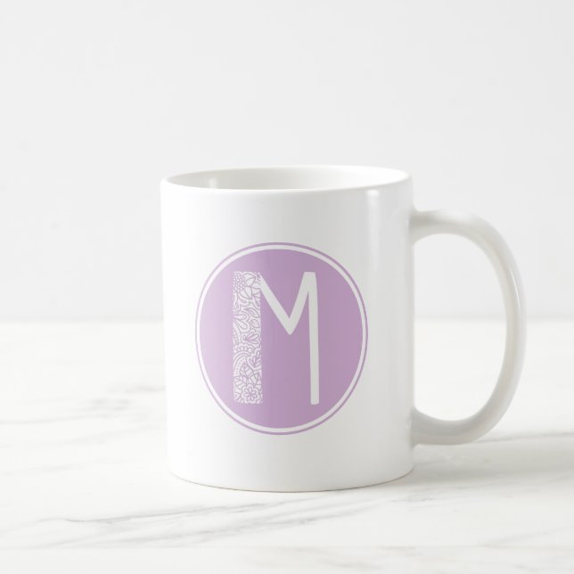 M Initial Floral Monogram Coffee Mug (Right)
