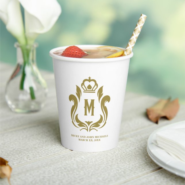 M Initial Gold Crest Paper cup (Insitu)