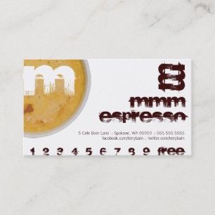 M - Initial Letter Foamy Coffee Cup Loyalty Punch Card
