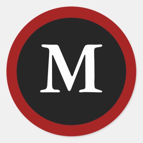 M  Initial M Letter M Red White  Black Stickers