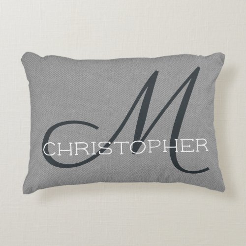 M Initial Personalized Name Black White Gray Accent Pillow