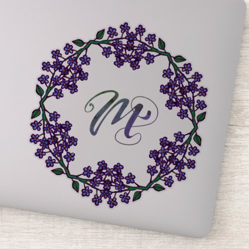 M Initial Unique  Bizarre Boho Flowers Pretty Sticker