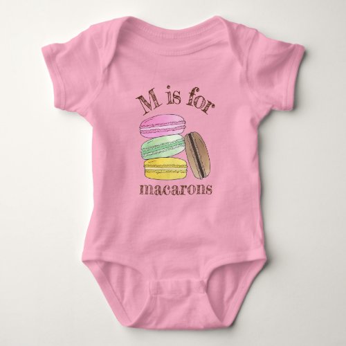 M is for Macarons French Bakery Patisserie Cookies Baby Bodysuit