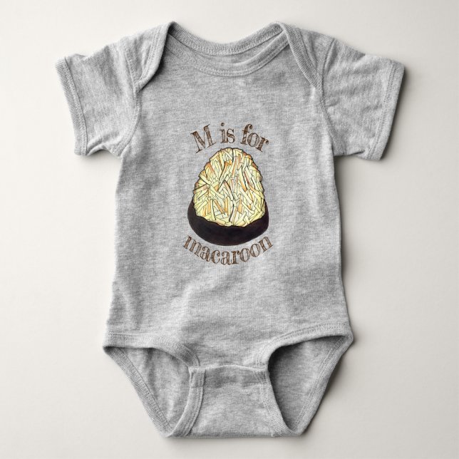 M is for Macaroon Passover Coconut Jewish Dessert Baby Bodysuit (Front)