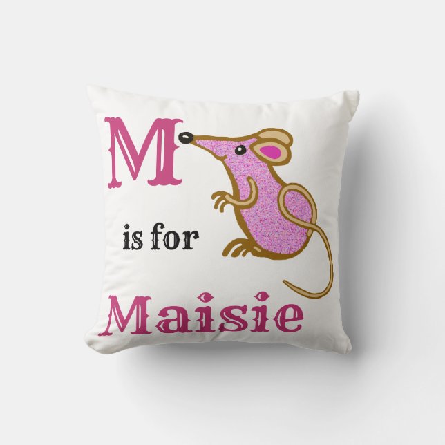 M is for Maisie baby girl  Throw Pillow (Front)