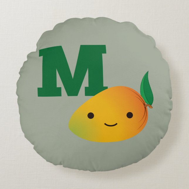 M is for Mango Round Pillow (Front)