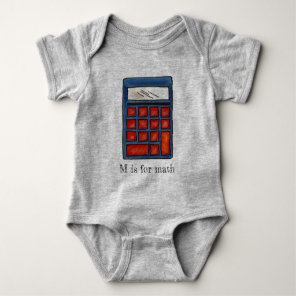 M is for Math School Calculator ABCs Letter M Baby Bodysuit