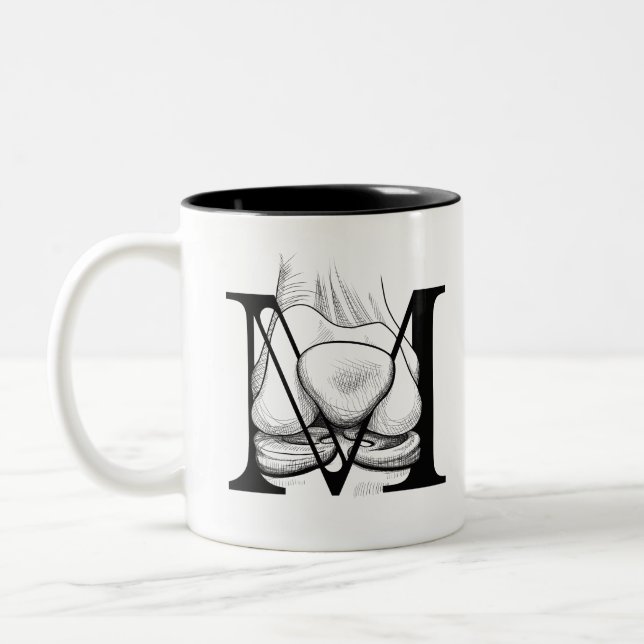 M is for Meniscus (mug) Two-Tone Coffee Mug (Left)