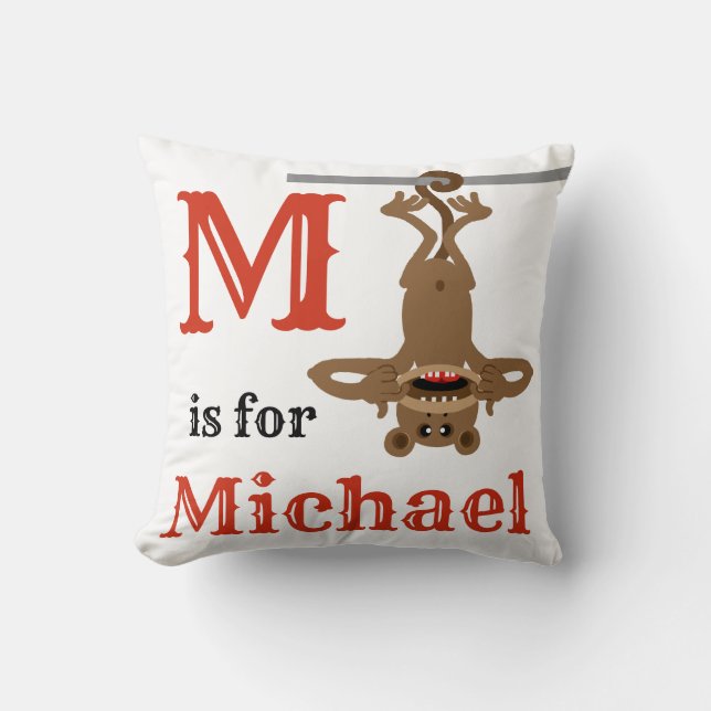 M is for Michael baby boy  Throw Pillow (Front)